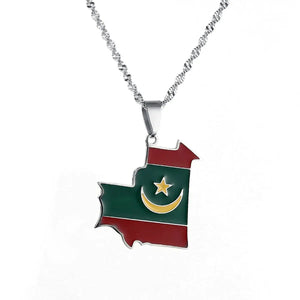 Mauritania Flag Map Necklace