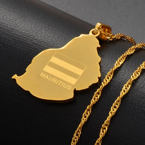 Mauritius Flag Map Necklace