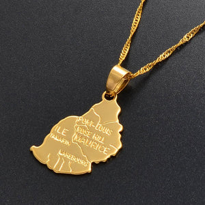 Mauritius Map Necklace