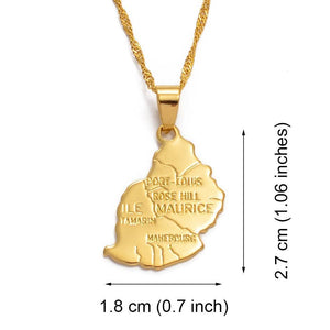 Mauritius Map Necklace