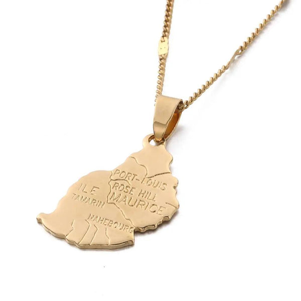 Mauritius Map Necklace