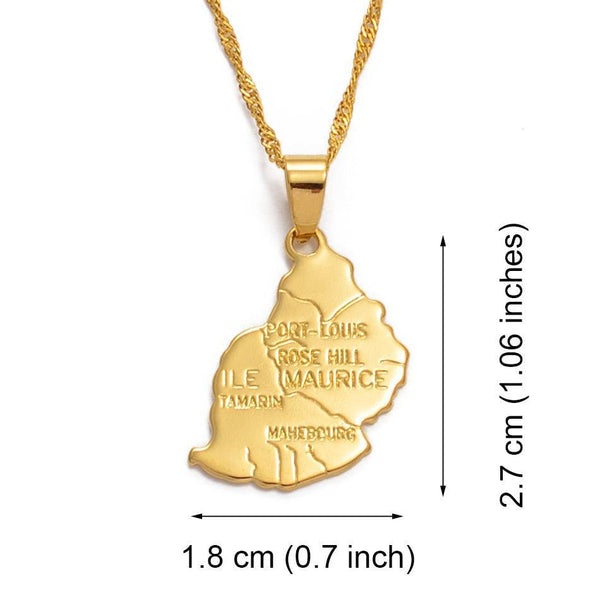 Mauritius Map Necklace