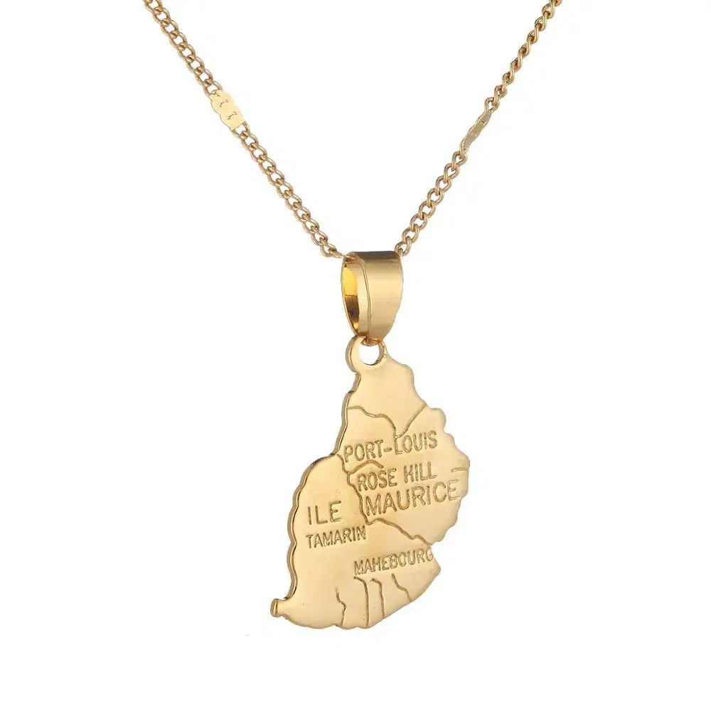 Mauritius Map Necklace