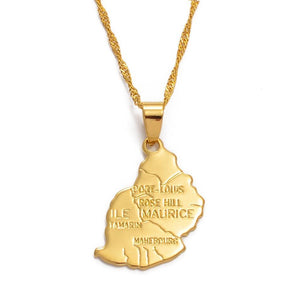 Mauritius Map Necklace