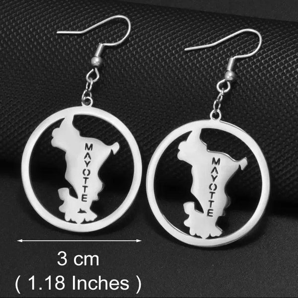 Mayotte Map Earrings