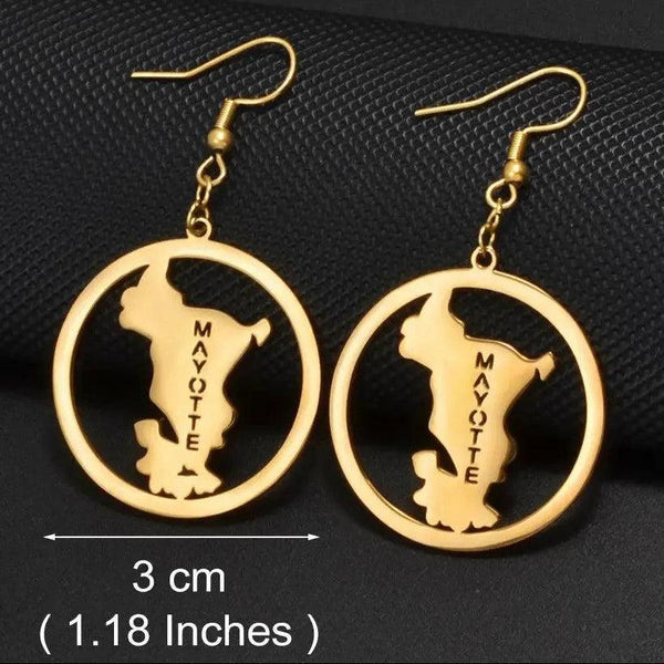 Mayotte Map Earrings