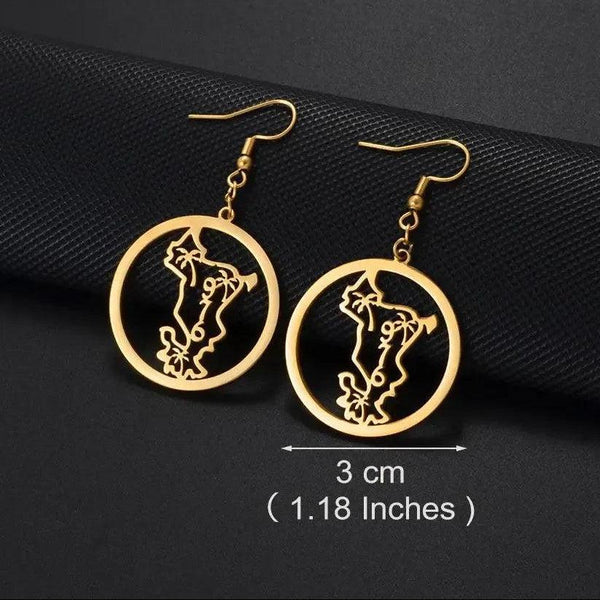 Mayotte Map Earrings