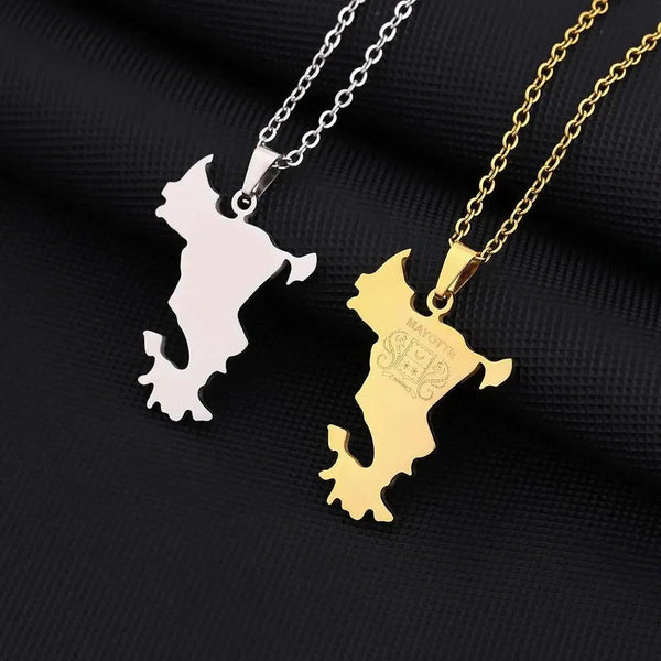 Mayotte Map Necklace