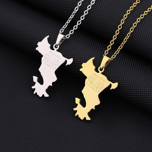 Mayotte Map Necklace