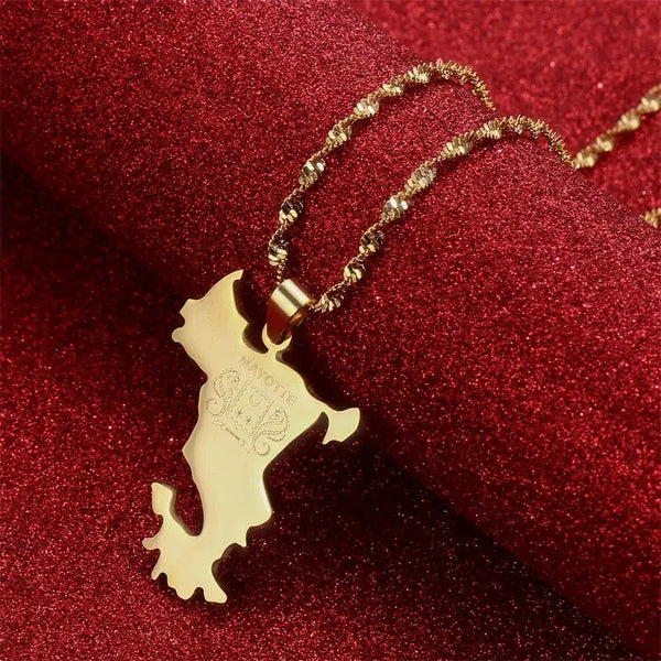 Mayotte Map Necklace