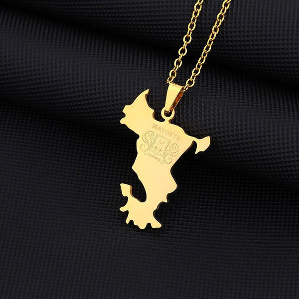 Mayotte Map Necklace