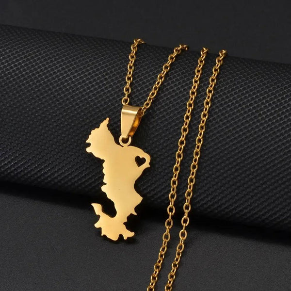 Mayotte Map Necklace