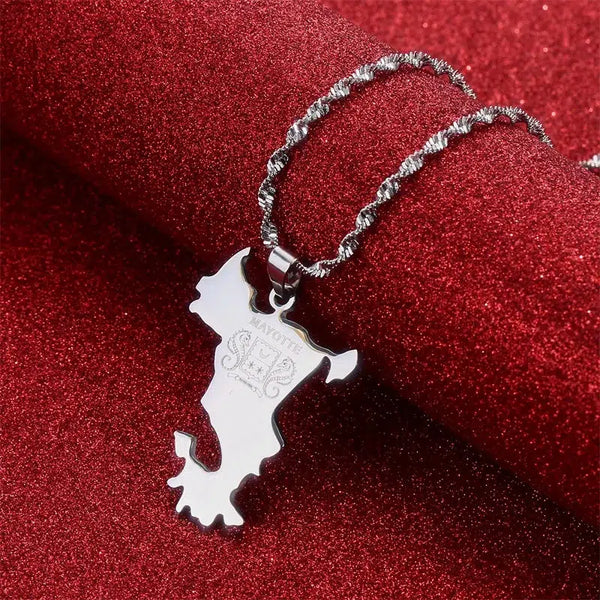 Mayotte Map Necklace