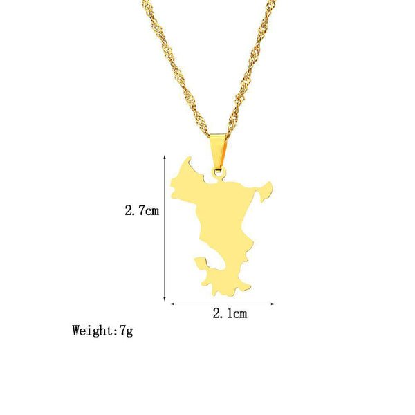 Mayotte Map Necklace