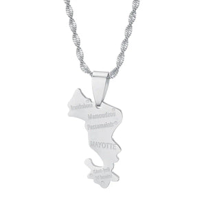 Mayotte Map Necklace