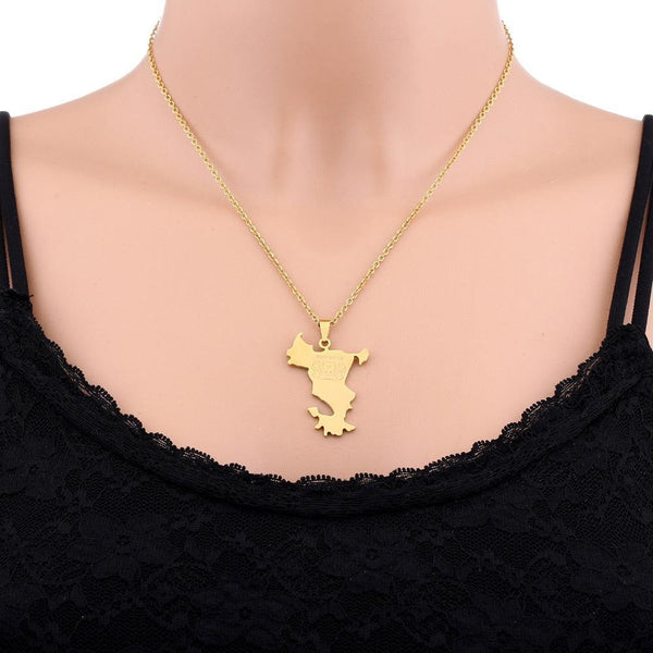 Mayotte Map Necklace