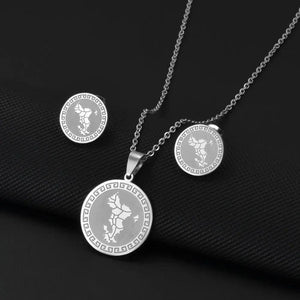 Mayotte Map Necklace and Earrings