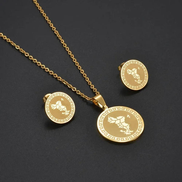 Mayotte Map Necklace and Earrings