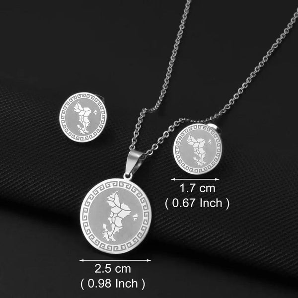 Mayotte Map Necklace and Earrings