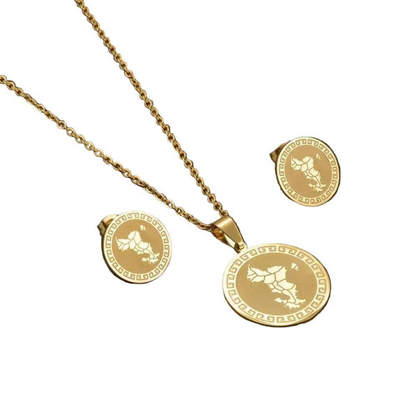Mayotte Map Necklace and Earrings
