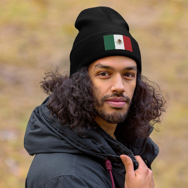 Mexico Flag Beanie - Embroidered Winter Hat