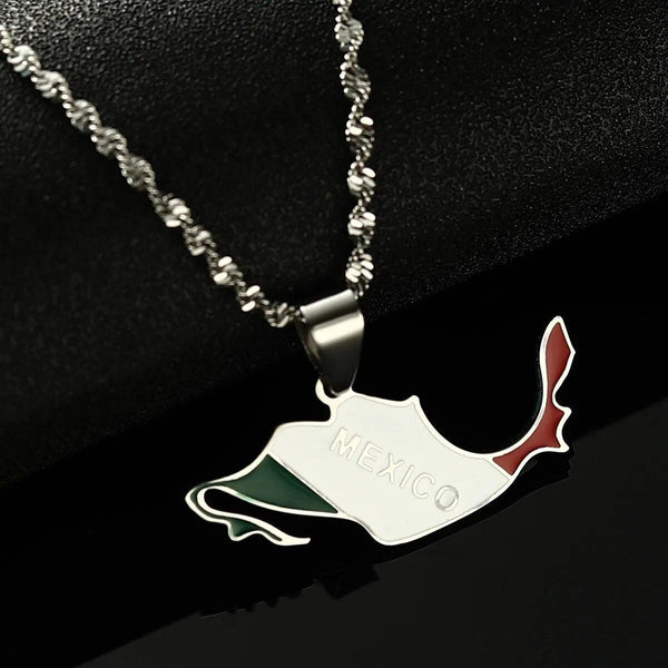 Mexico Flag Map Necklace