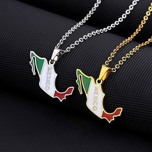 Mexico Flag Map Necklace