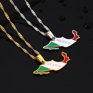 Mexico Flag Map Necklace