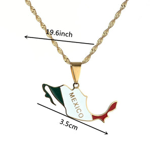 Mexico Flag Map Necklace