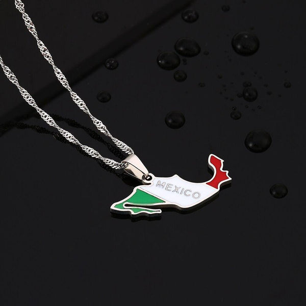 Mexico Flag Map Necklace