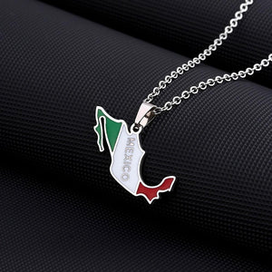 Mexico Flag Map Necklace