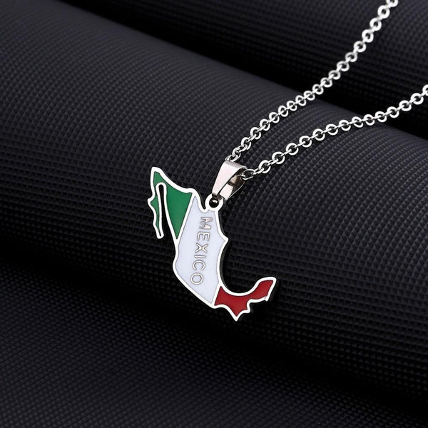 Mexico Flag Map Necklace