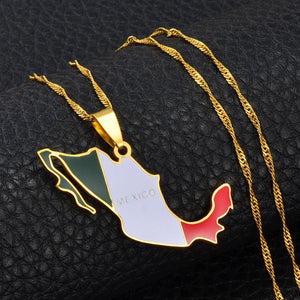 Mexico Flag Map Necklace