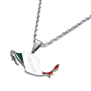 Mexico Flag Map Necklace