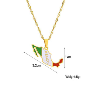 Mexico Flag Map Necklace