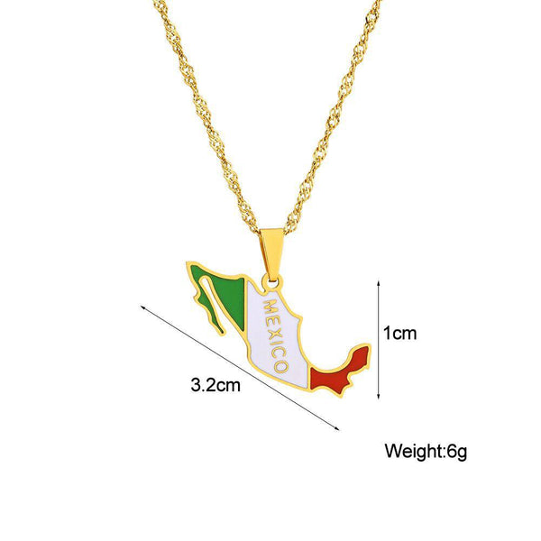 Mexico Flag Map Necklace