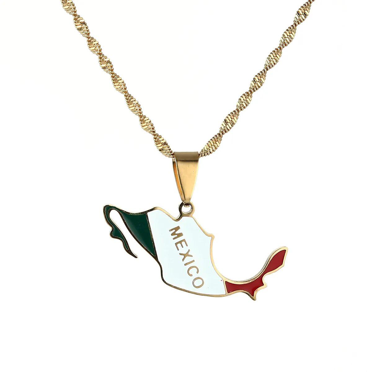 Mexico Flag Map Necklace