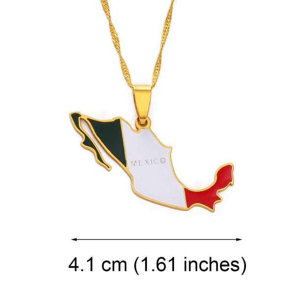 Mexico Flag Map Necklace