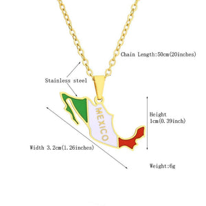 Mexico Flag Map Necklace