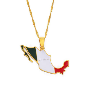 Mexico Flag Map Necklace