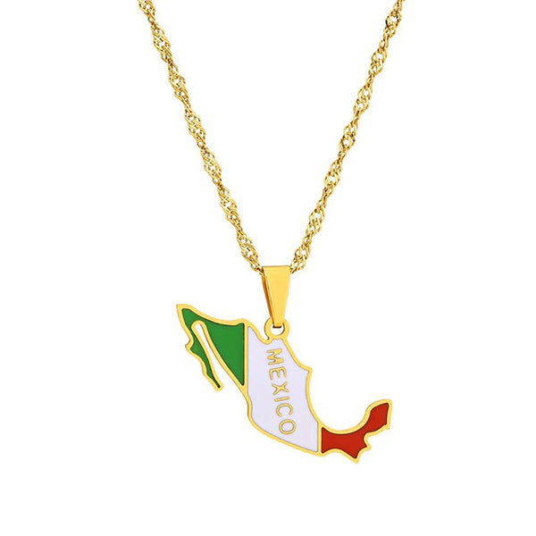 Mexico Flag Map Necklace