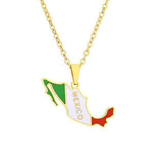 Mexico Flag Map Necklace