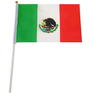 Mexico Flag on Stick - Small Handheld Flag (50/100Pcs)
