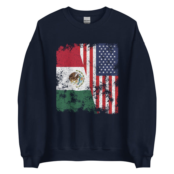 Mexico USA Flag - Half American Sweatshirt