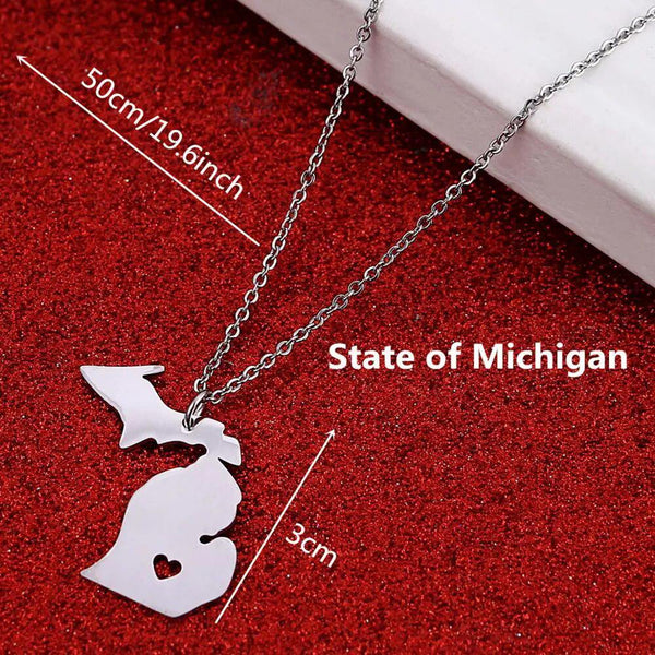 Michigan USA Map Necklace