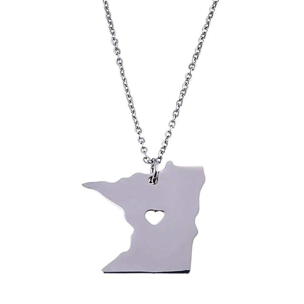 Minnesota USA Map Necklace