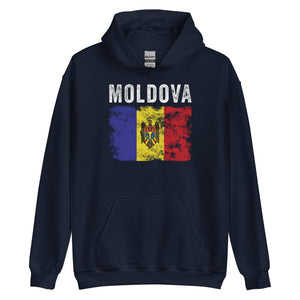 Moldova Flag Distressed - Moldovan Flag Hoodie