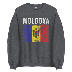 Moldova Flag Distressed - Moldovan Flag Sweatshirt