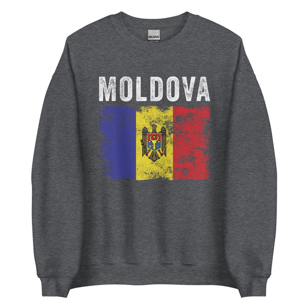 Moldova Flag Distressed - Moldovan Flag Sweatshirt