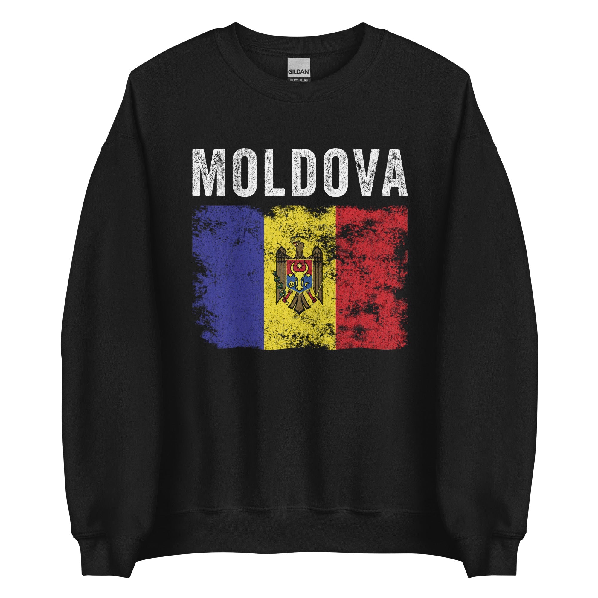 Moldova Flag Distressed - Moldovan Flag Sweatshirt